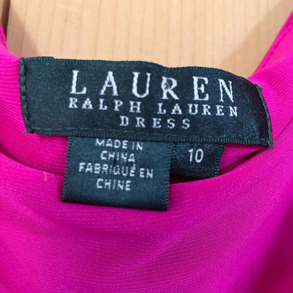 Lauren Ralph Lauren Womens Twist Knot Front Dress Size 10 Pink Magenta SP EXC - Picture 8 of 12